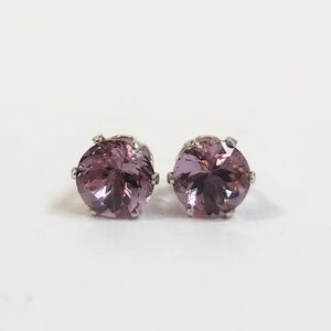 Color Shift Alexandrite Pink To Wine 925 Stud Earrings VTG Thick Stones NIB